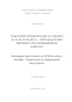 Naknadne intervencije na misnici iz 19./20. stoljeća - integralni dio predmeta ili neprimjereni zahvati