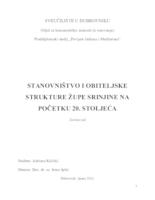 Stanovništvo i obiteljske strukture župe Srinjine na početku 20. stoljeća