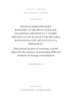 Edukacijski projekt konzervacije-restauracije oglednog predmeta u svrhu prezentacije različitih metoda konsolidacije oštećenja na predmetu