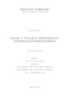 Knjige 17. stoljeća, restauracija i konzervacija Rimskog misala