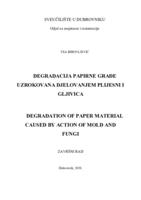 prikaz prve stranice dokumenta Degradacija papirne građe uzrokovana djelovanjem plijesni i gljivica