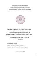 prikaz prve stranice dokumenta Odnos lokalnog stanovništva prema turizmu i turistima u Dubrovniku od 1890-tih do početka Drugog svjetskog rata
