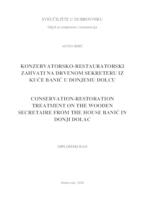 prikaz prve stranice dokumenta Konzervatorsko-restauratorski zahvati na drvenom sekreteru iz kuće Banić u Donjem Dolcu