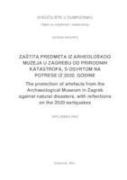 prikaz prve stranice dokumenta Zaštita predmeta iz Arheološkog muzeja u Zagrebu od prirodnih katastrofa, s osvrtom na potrese iz 2020. godine