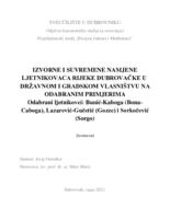 prikaz prve stranice dokumenta Izvorne i suvremene namjene ljetnikovaca Rijeke dubrovačke u državnom i gradskom vlasništvu na odabranim primjerima. Odabrani ljetnikovci: Bunić - Kaboga (Bona - Caboga), Lazarević - Gučetić (Gozze) i Sorkočević (Sorgo)