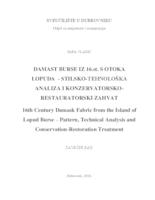 prikaz prve stranice dokumenta Damast burse iz 16. st. s otoka Lopuda - stilsko-tehnološka analiza i konzervatorsko-restauratorski zahvat